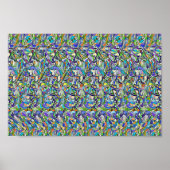 Hippo met paraplu - Verborgen 3D-afdruk Poster (Voorkant)