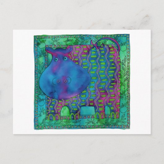 Hippo met patroon briefkaart (Voorkant)