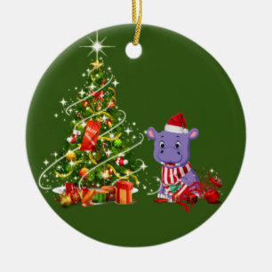 Hippo met Pet scafts kerst Keramisch Ornament