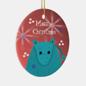 Hippo met Snowflake Design Keramisch Ornament (Rechts)