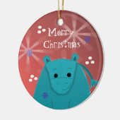 Hippo met Snowflake Design Keramisch Ornament (Links)