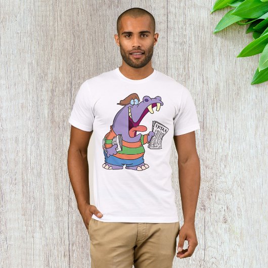 Hippo Newspaper Boy Mens T-Shirt