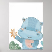 Hippo Nursery Poster Animal Kinder Room Decor (Voorkant)