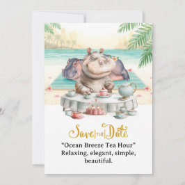  Hippo Ocean Breeze Tea Hour Invitation  Kaart