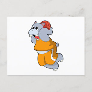 Hippo op Basketball Sports Briefkaart