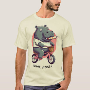 Hippo op Fiets "Lichter, alsjeblieft" Klassiek T-s T-shirt