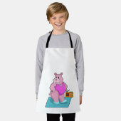 Hippo op fitness met Radio.PNG Schort (Gedragen)