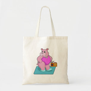 Hippo op fitness met Radio.PNG Tote Bag