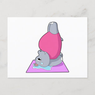 Hippo op Yoga Fitness Briefkaart