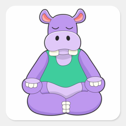 Hippo op Yoga in vergadering Vierkante Sticker (Voorkant)
