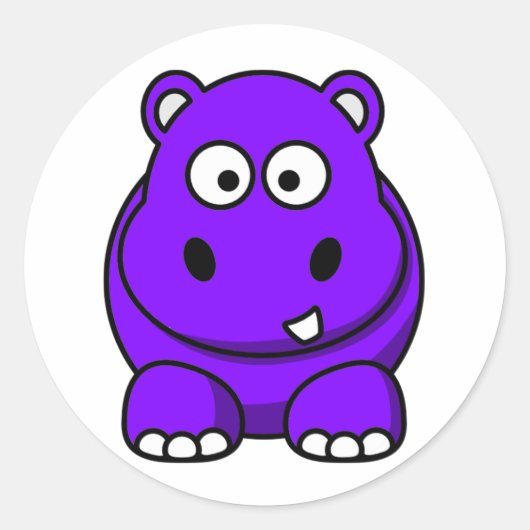 Hippo Paars Ronde Sticker (Voorkant)