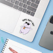 Hippo-party-mus Funny Animal Hippo Pun Sticker (Laptop met iPhone)