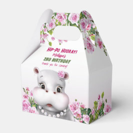 Hippo Pink Floral Girl Birthday Bedankdoosjes