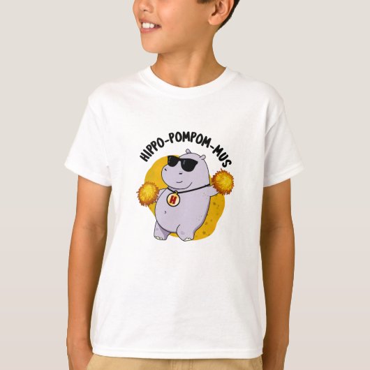 Hippo-pompom-mus Funny Animal Hippo Pun T-shirt (Voorkant)