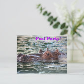 Hippo・poolpartij ・ Aangepast zwemmen Briefkaart (Staand voorkant)