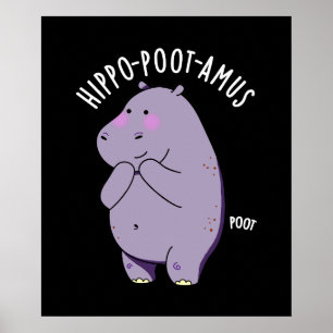 Hippo-poot-amus Grappig Scheten Hippo Pun Donker B Poster