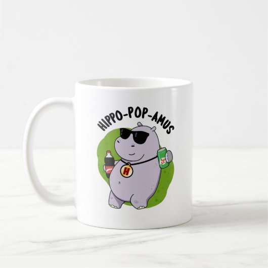Hippo-pop-amus Funny Hippo Soda Pop Pun Koffiemok (Links)