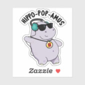Hippo-pop-amus Funny Pop Music Hippo Pun Sticker (Vel)