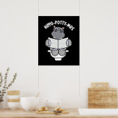 Hippo potty-mus Funny Animal Hippo Pun Dark BG Poster (Keuken)