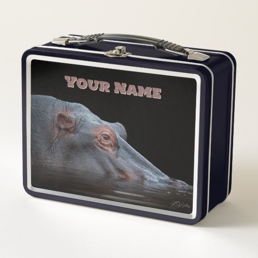 Hippo Power Lunch Box – Custom Name Gift (Voorkant)