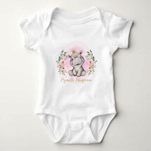 Hippo Princess Baby Bodysuit (Voorkant)