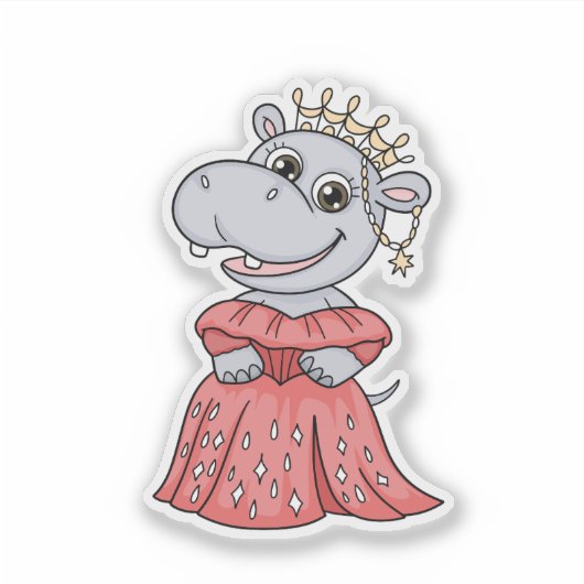 Hippo Princess Sticker (Voorkant)