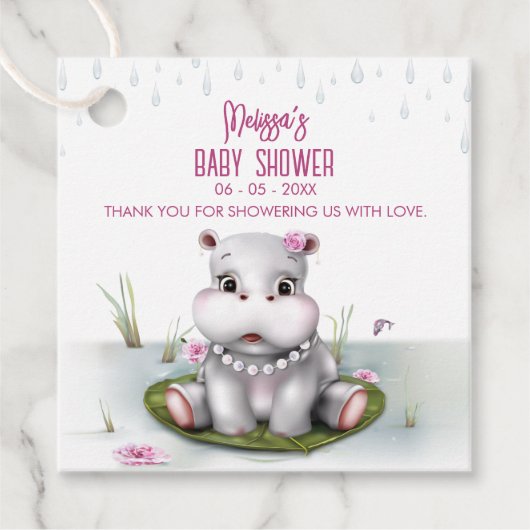 Hippo River Adventure Girl Baby shower Bedankjes Labels (Voorkant)