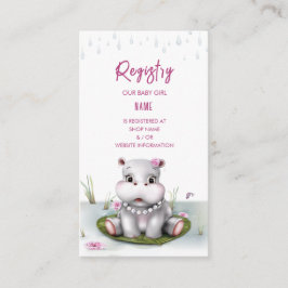 Hippo River Adventure Girl Baby shower Informatiekaartje