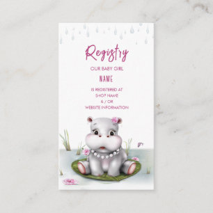 Hippo River Adventure Girl Baby shower Informatiekaartje