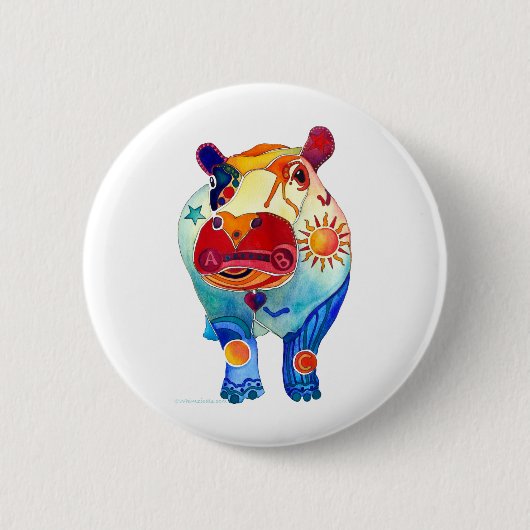 Hippo Ronde Button 5,7 Cm (Voorkant)