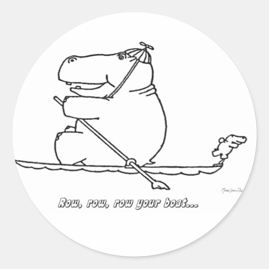 Hippo row, row, row je boot Sticker (Voorkant)