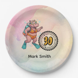 Hippo scuba diver 30th Birthday  Papieren Bordje