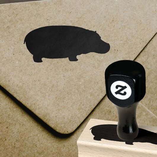 Hippo Silhouette Rubberstempel