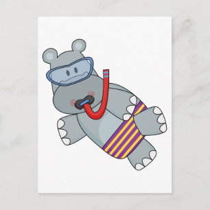 Hippo Snorkeler T-shirts en cadeautjes Briefkaart