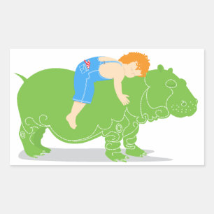 Hippo-Stickers Rechthoekige Sticker