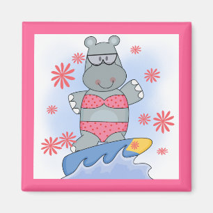 Hippo Surfing Tshirts en Gifts Magneet