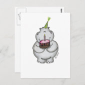 Hippo Verjaardag - Happy Birthday Briefkaart (Voorkant / Achterkant)