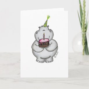 Hippo Verjaardag - Happy Birthday Kaart