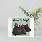 Hippo Verjaardag Kaart (Staand Voorkant)