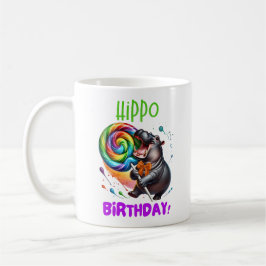 Hippo Verjaardag Vrolijk, Kleurrijk Snoep Swirl | Koffiemok