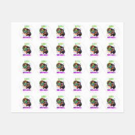 Hippo Verjaardag Vrolijk, Kleurrijk Snoep Swirl | Labels