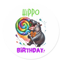 Hippo Verjaardag Vrolijk, Kleurrijk Snoep Swirl |