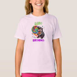 Hippo Verjaardag Vrolijk, Kleurrijk Snoep Swirl | T-shirt