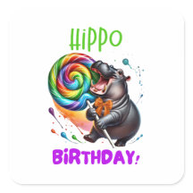 Hippo Verjaardag Vrolijk, Kleurrijk Snoep Swirl |
