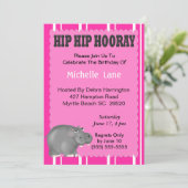 Hippo verjaardagsuitnodiging kaart (Staand voorkant)