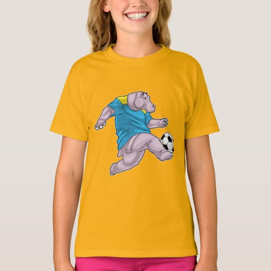 Hippo Voetballer Voetbal T-shirt (Voorkant)