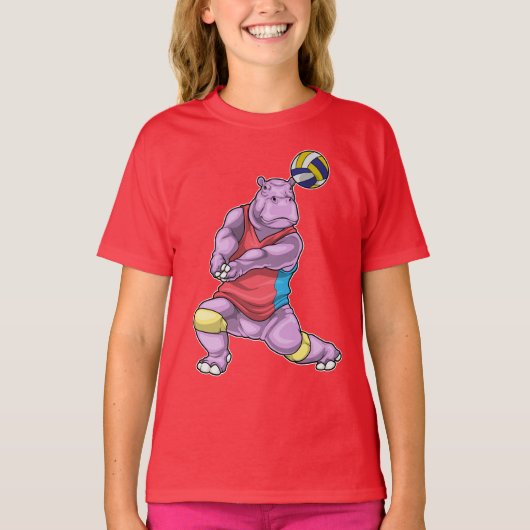 Hippo volleybalspeler Volleybal T-shirt (Voorkant)