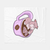Hippo with Cup of Coffee Fleece Deken (Voorkant (Horizontaal))