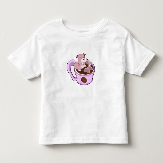 Hippo with Cup of Coffee Kinder Shirts (Voorkant)