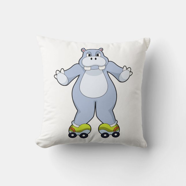 Hippo with Roller skates Kussen (Voorkant)